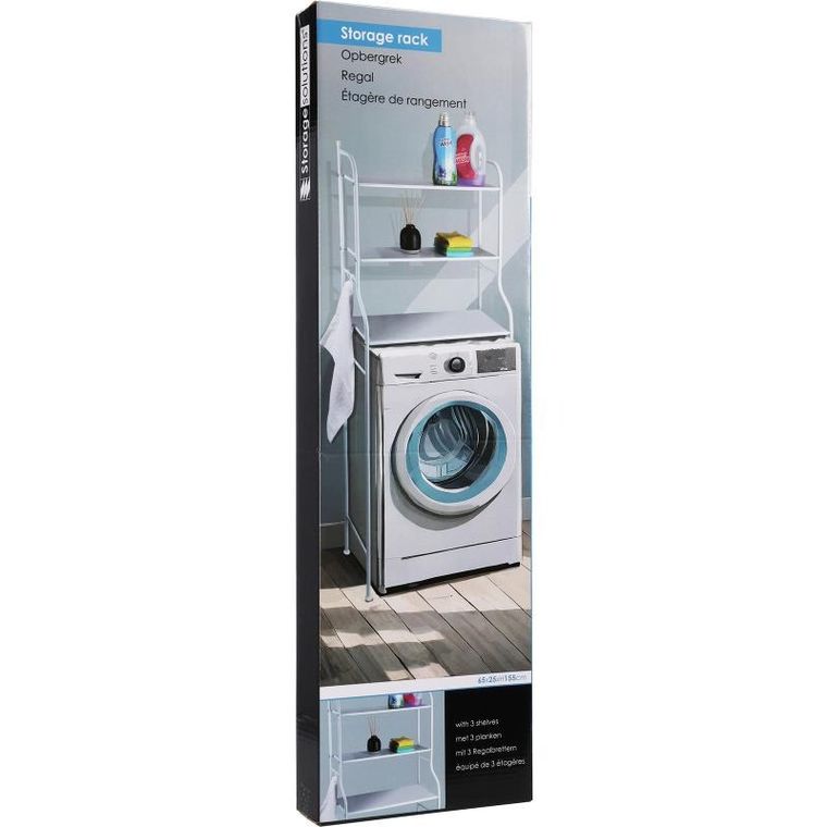 Ultra Clean, regał nad pralkę z haczykami, 65-25-155 cm