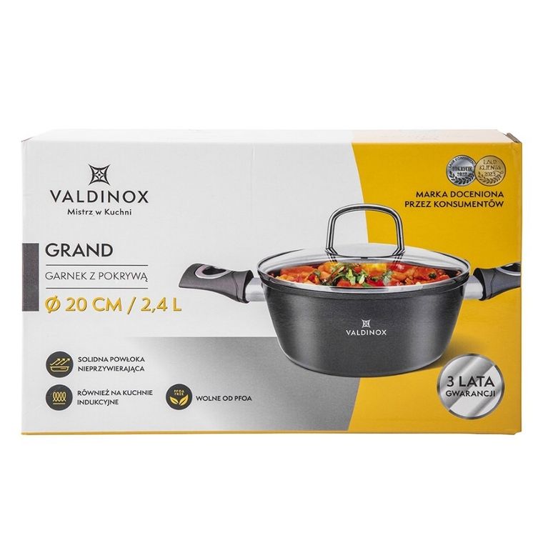 Valdinox, Grand, garnek z pokrywą szklaną, 20 cm, 2,4l