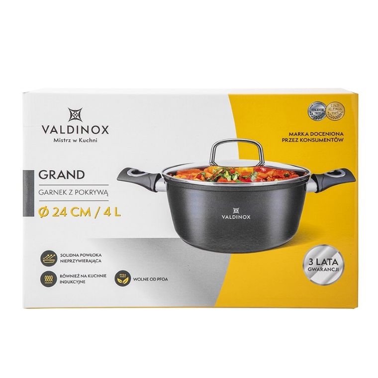 Valdinox, Grand, garnek z pokrywą szklaną, 24 cm, 4,0l