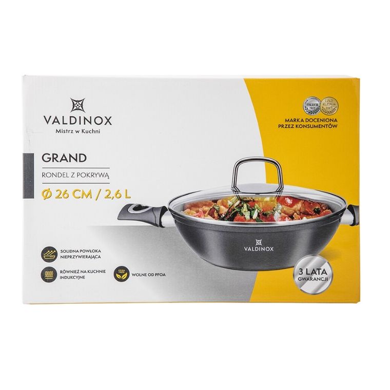 Valdinox, Grand, rondel z pokrywą szklaną, 26 cm, 2,6l