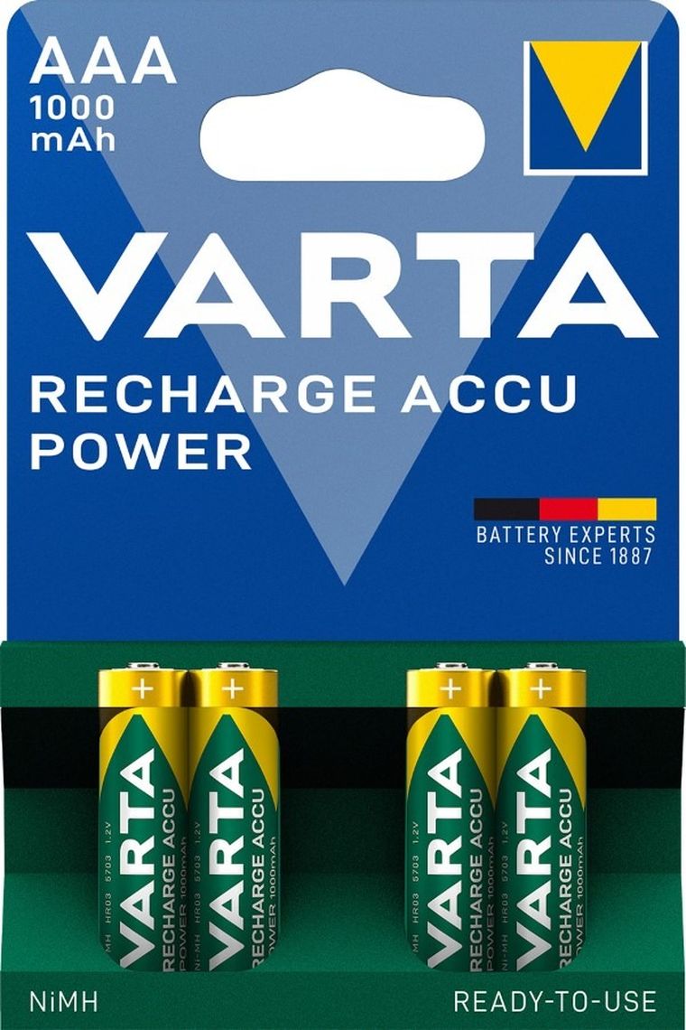 VARTA, Ready2Use, zestaw akumulatorków AAA, 1000 mAh, Ni-MH