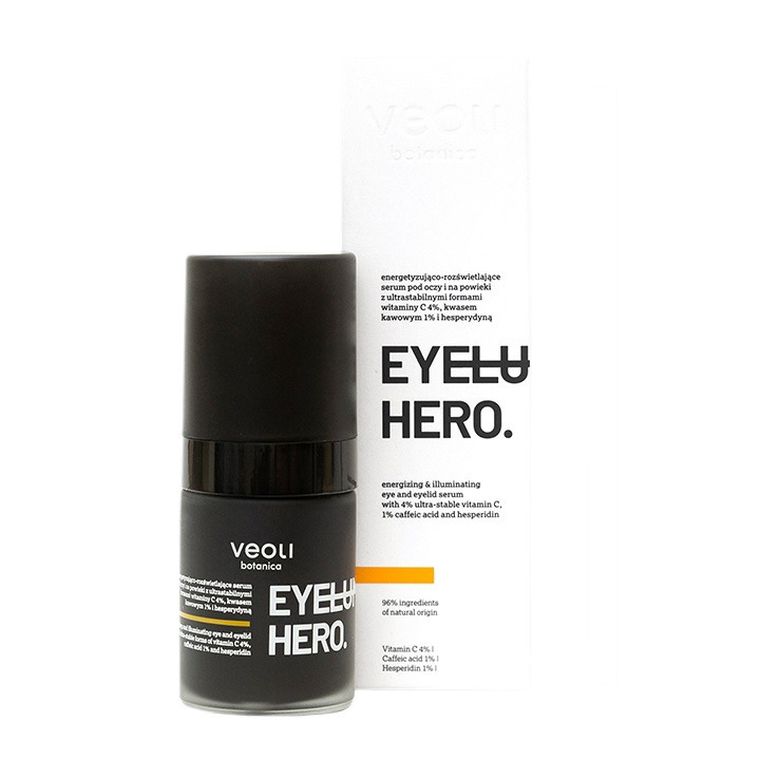Veoli Botanica, Eyeluminate Hero, energetyzująco-rozświetlające serum pod oczy i na powieki, 15 ml