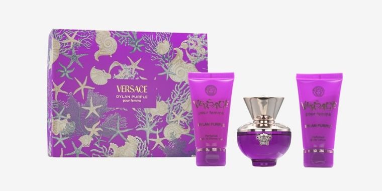 Versace, zestaw: Purple, woda perfumowana, 50 ml + balsam do ciała, 50 ml + żel pod prysznic, 50 ml