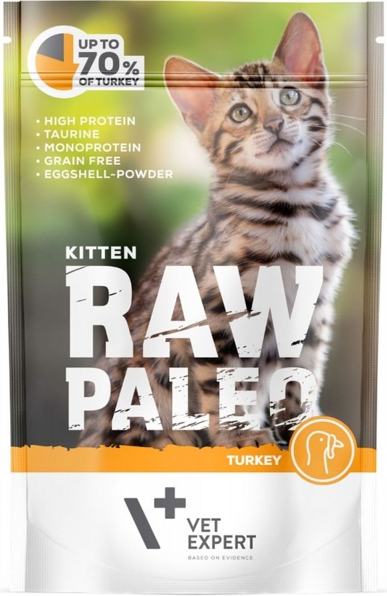 Vet Expert, Raw Paleo, Kitten, Turkey, saszetka dla kota, 100g