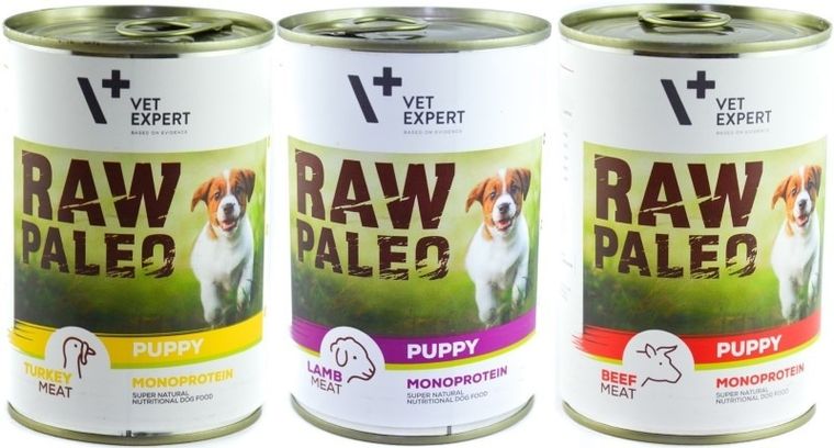Vet Expert, Raw Paleo, Puppy Monoprotein, Indyk, puszka dla psa, 400g