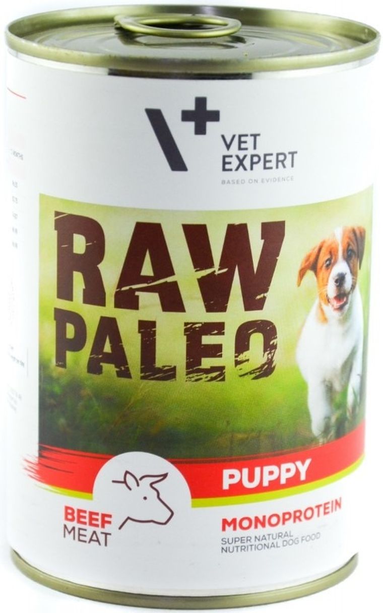 Vet Expert, Raw Paleo, Puppy Monoprotein, Wołowina, puszka dla psa, 400g