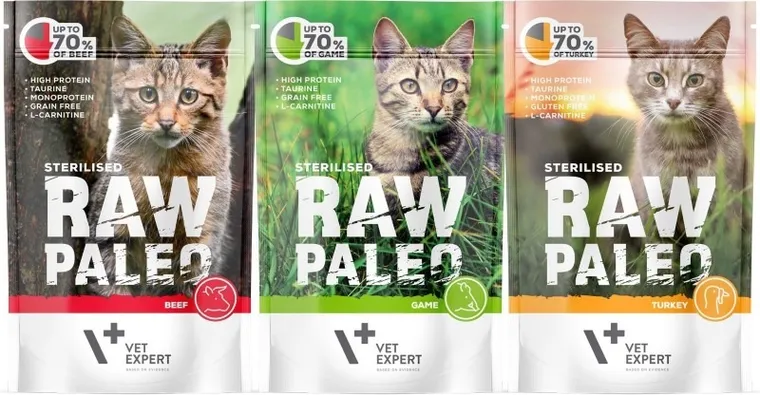 Vet Expert, Raw Paleo, Sterilised, Dziczyzna, saszetka dla kota, 100g
