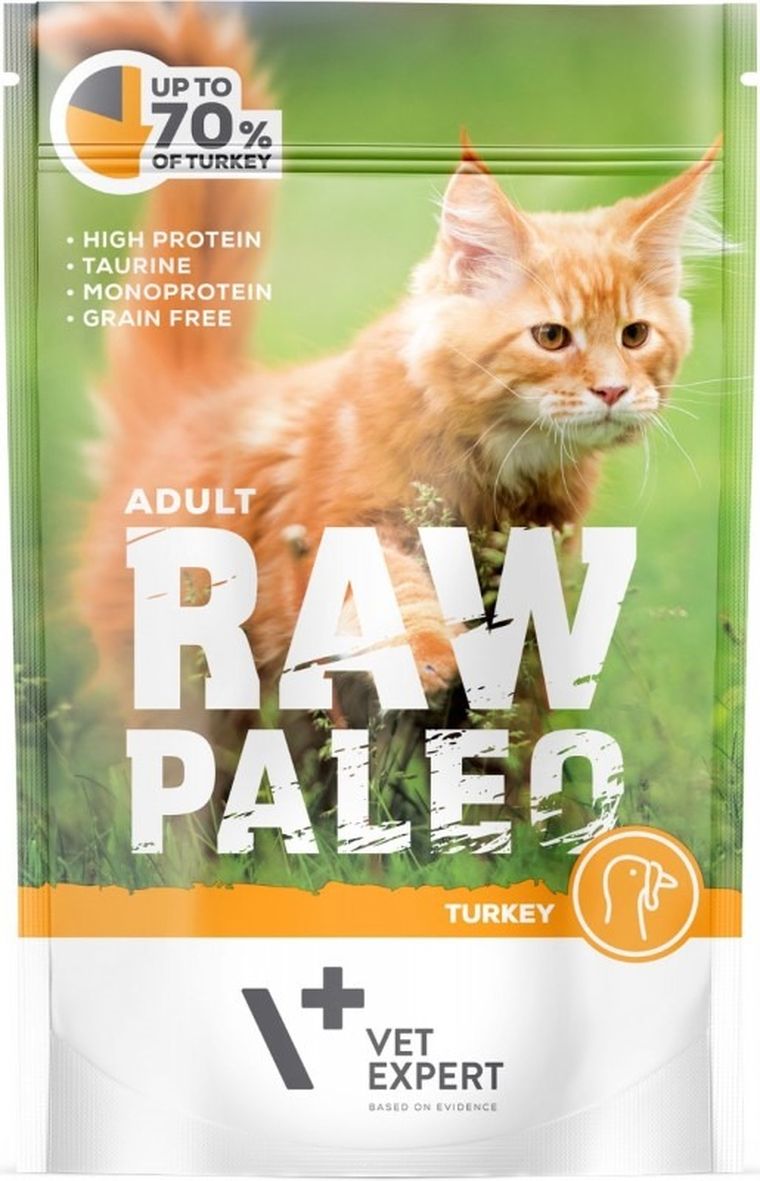 Vet Expert, Raw Paleo, Turkey, saszetka dla kota, 100g