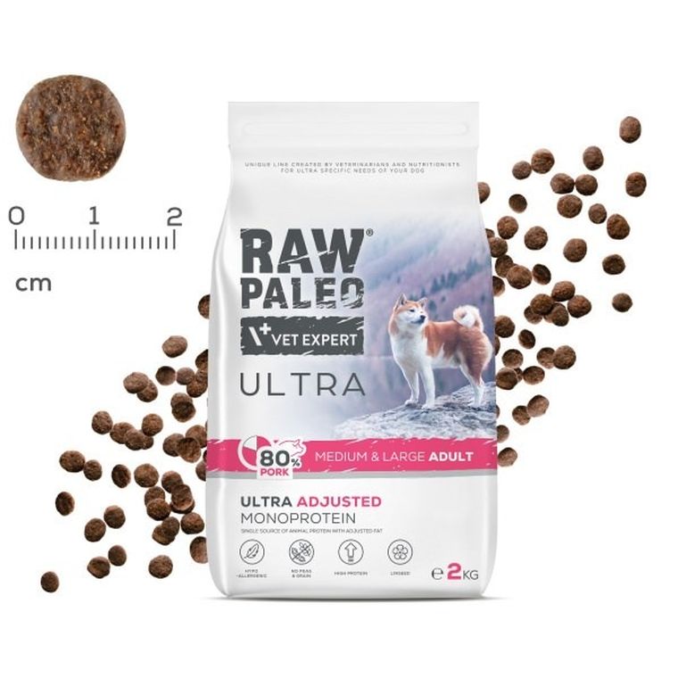 VetExpert, Raw Paleo, Ultra, wieprzowina, Medium&Large Adult, sucha karma dla psa, 10 kg