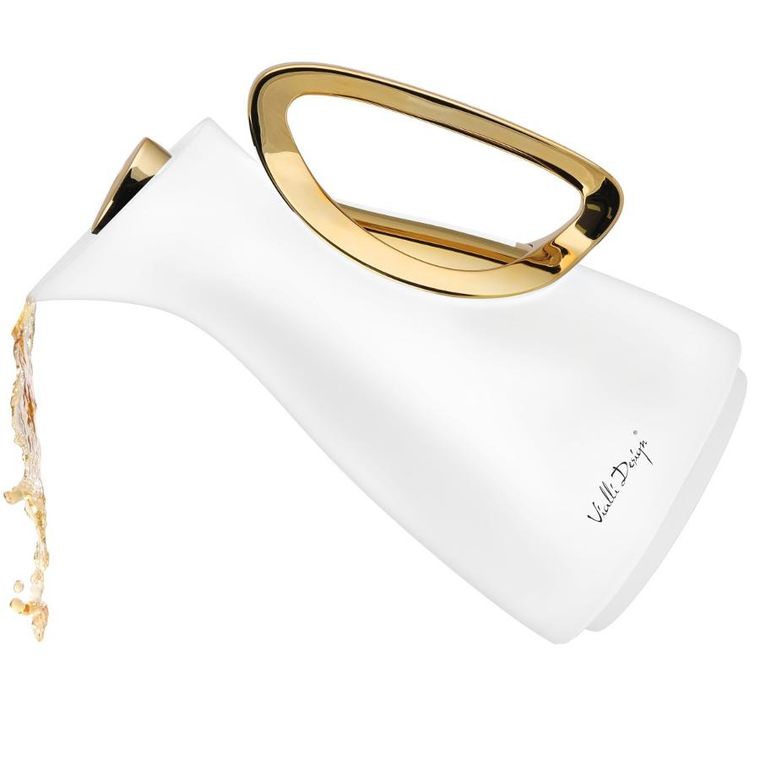 Vialli Design, Alessia, termos z wkładem szklanym, biało-złoty, 1l