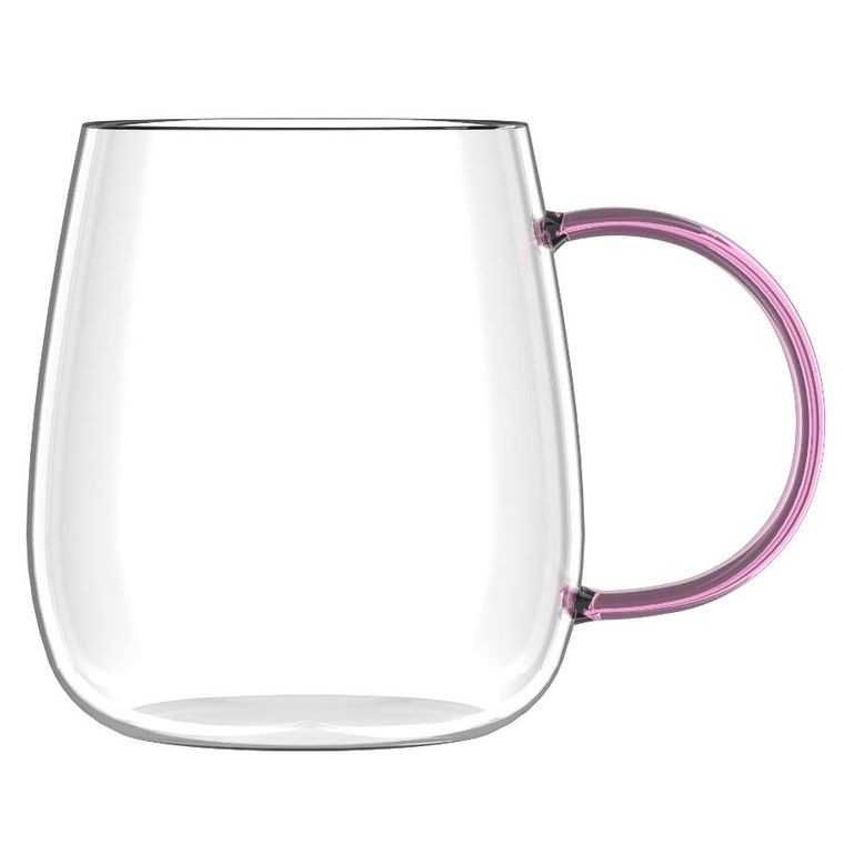 Vialli Design, Bolla, szklanki z uchem, różowe, 400 ml, 2 szt.