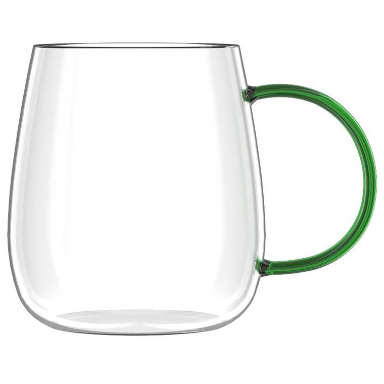 Vialli Design, Bolla, szklanki z uchem, zielone, 400 ml, 2 szt.