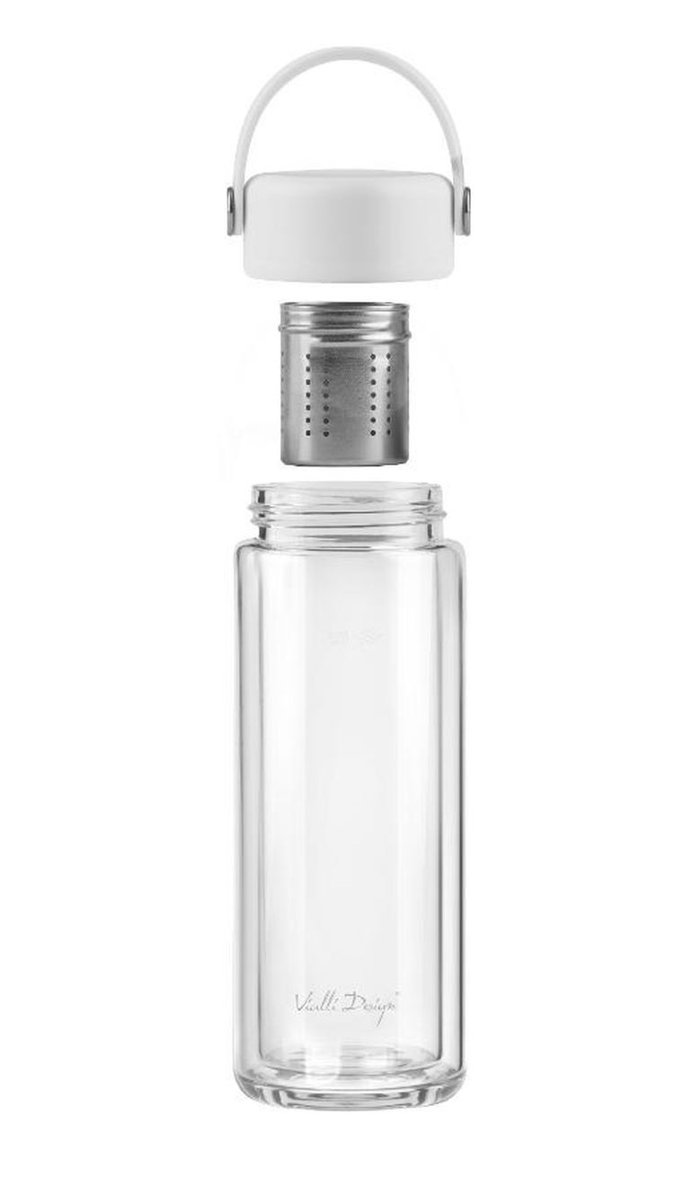 Vialli Design, Fuori, butelka z podwójną ścianką i zaparzaczem, biała, 350 ml