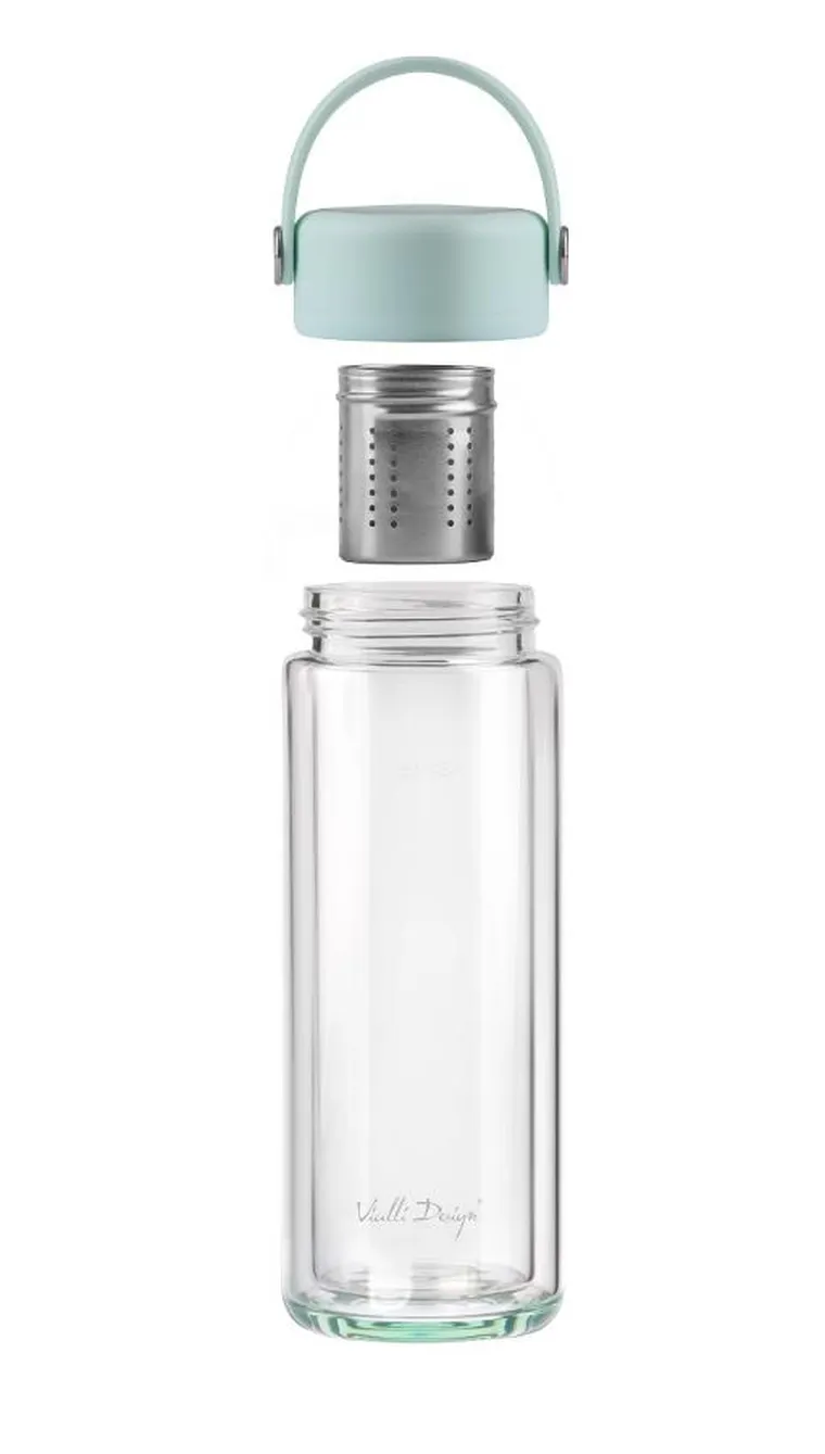 Vialli Design, Fuori, butelka z podwójną ścianką i zaparzaczem, miętowa, 350 ml