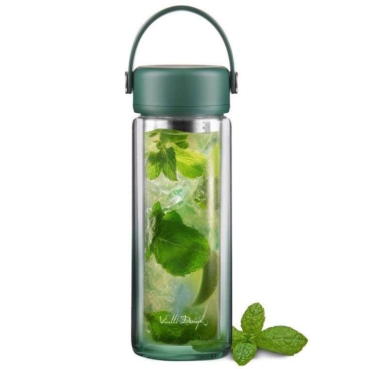 Vialli Design, Fuori, butelka z podwójną ścianką i zaparzaczem, zielona, 350 ml