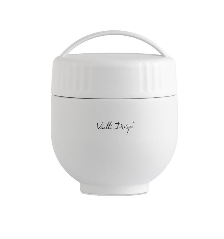 Vialli Design, Fuori, termos z pojemnikiem i łyżką, biały, 680 ml
