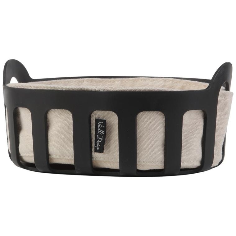 Vialli Design, koszyk na pieczywo z bawełnianym wkładem, Livio, czarny