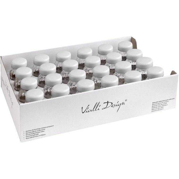 Vialli Design, słoiczki na przyprawy, Vilagio, 24 szt., kolor biały