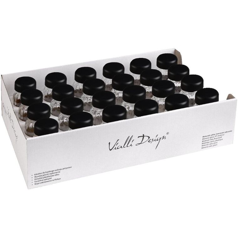 Vialli Design, słoiczki na przyprawy, Vilagio, 24 szt., kolor czarny