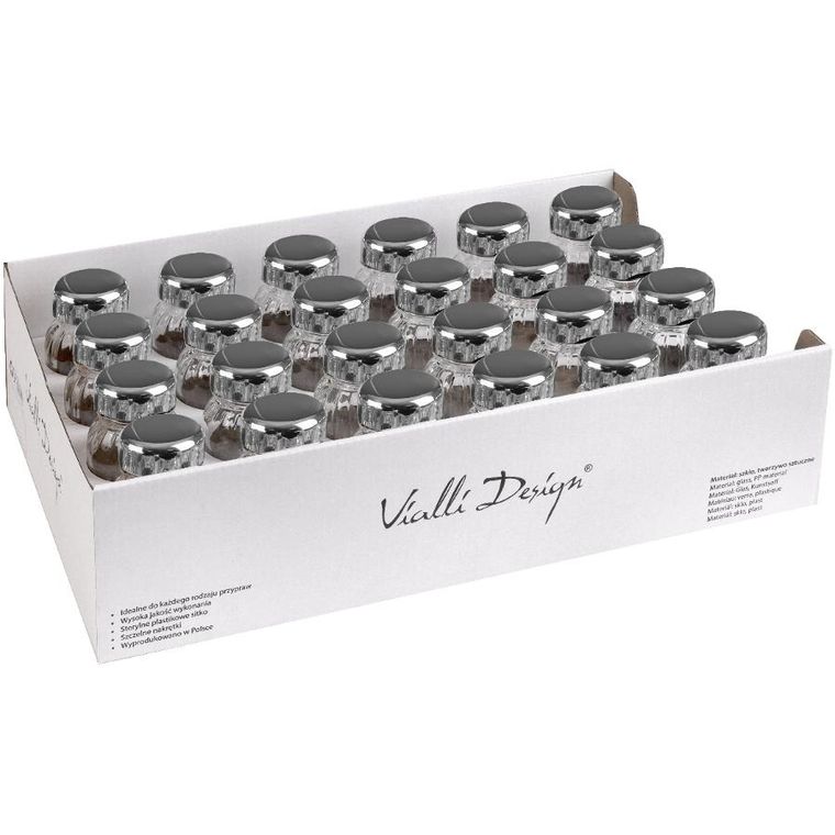 Vialli Design, słoiczki na przyprawy, Vilagio, 24 szt., kolor srebrny