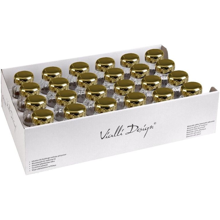 Vialli Design, słoiczki na przyprawy, Vilagio, 24 szt., kolor złoty
