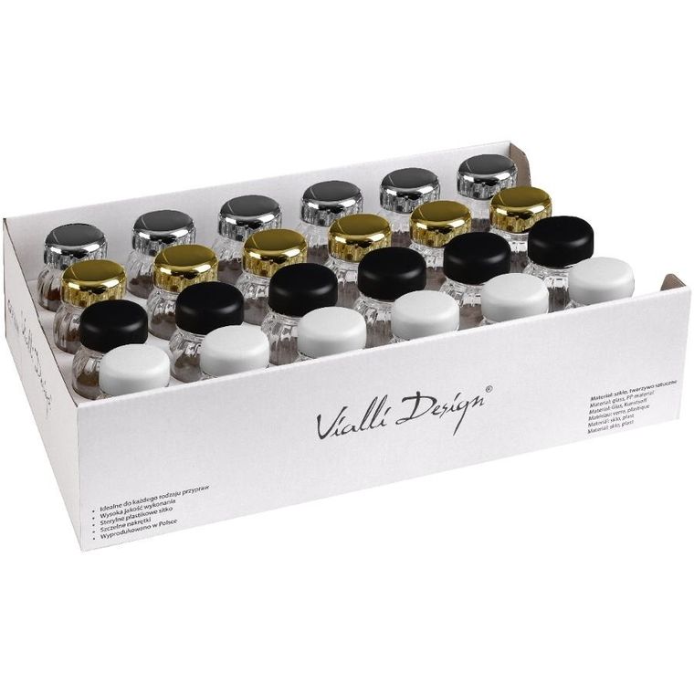 Vialli Design, słoiczki na przyprawy, Vilagio, 24 szt., mix kolorów