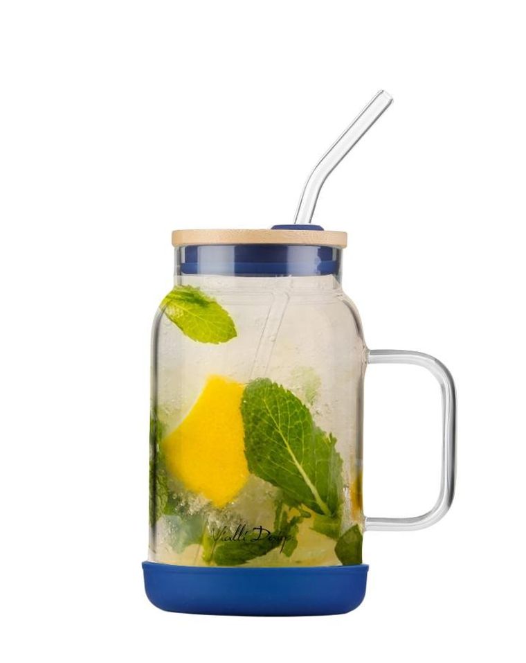 Vialli Design, słoik ze słomką, 600 ml, granatowy Fuori