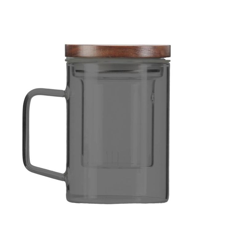 Vialli Design, szklanka z zaparzaczem Soho, 350 ml, grafitowa