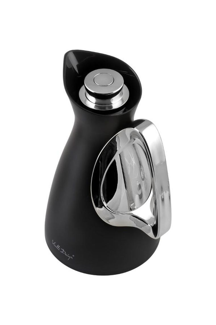 Vialli Design, termos z wkładem szklanym Alessia, 1l, czarno-srebrny