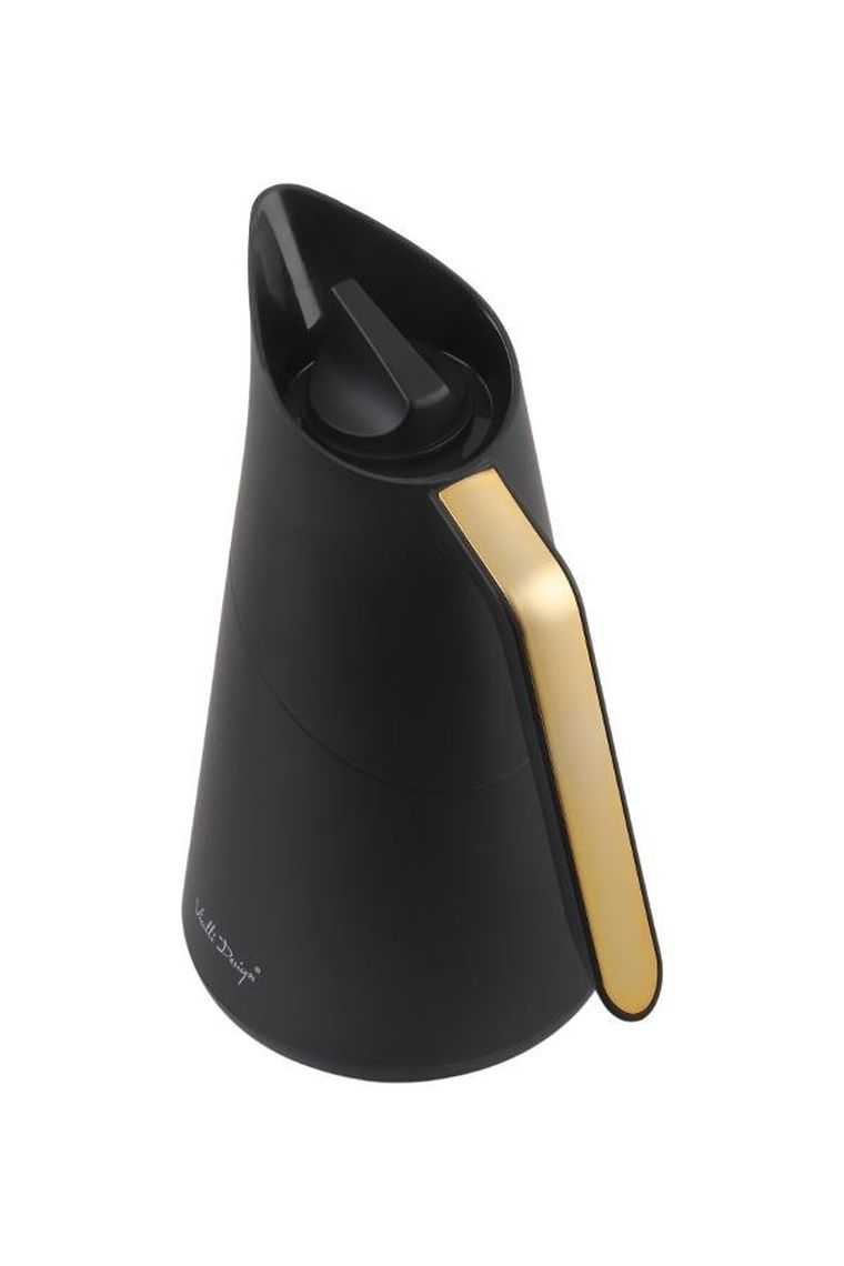 Vialli Design, termos z wkładem szklanym Soho, 1l, czarno-złoty