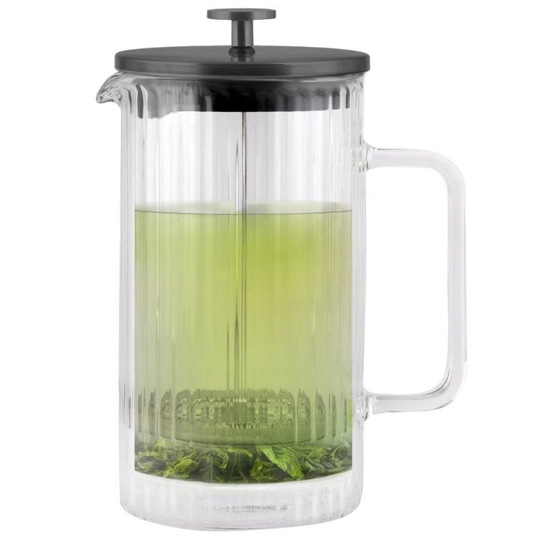 Vialli Design, zaparzacz do kawy i herbaty z podwójną ścianką, 1000 ml, Tulip grafitowy mat