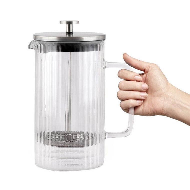 Vialli Design, zaparzacz do kawy i herbaty z podwójną ścianką, 1000 ml, Tulip srebrny mat