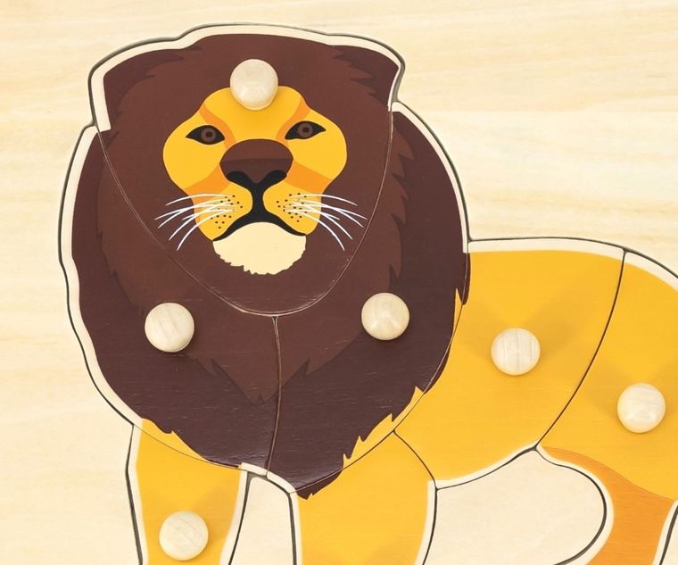 Viga, Lew, układanka na podkładce z uchwytami, 8 elementów