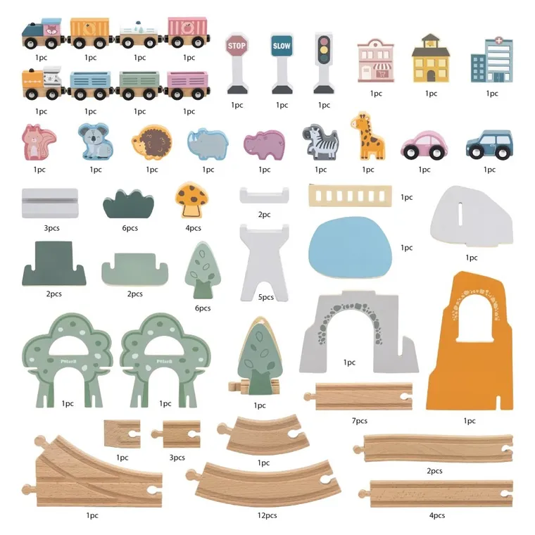 Viga, PolarB, Pociąg, zestaw, 92 elementy