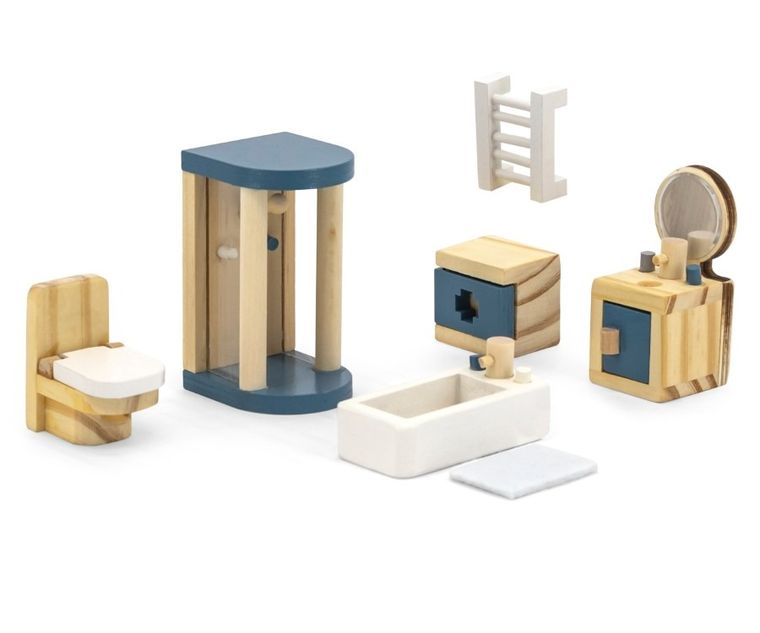 Viga, PolarB, zestaw mebelków do domku dla lalek, łazienka