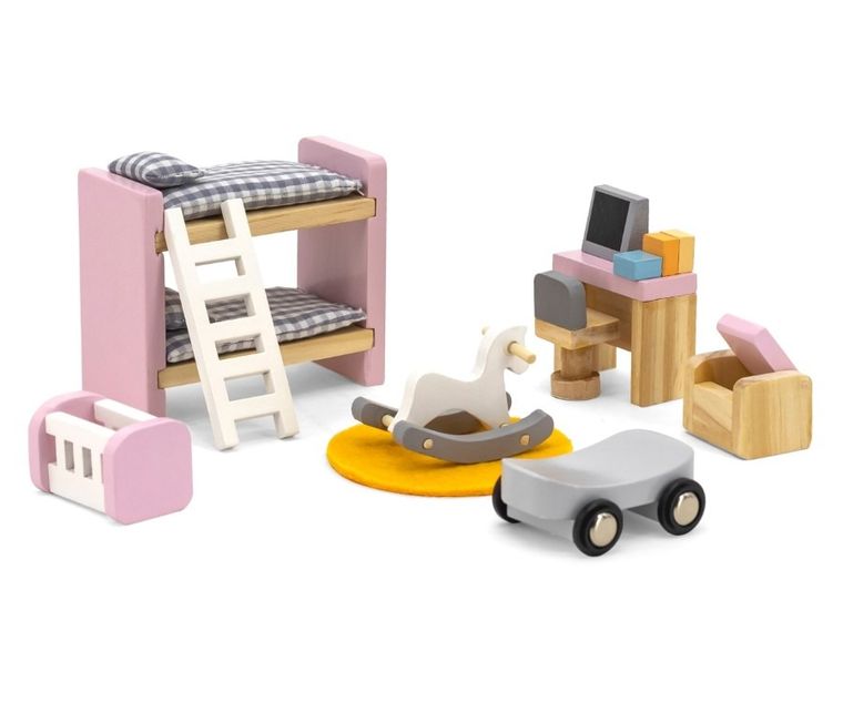 Viga, PolarB, zestaw mebelków do domku dla lalek, pokój malucha