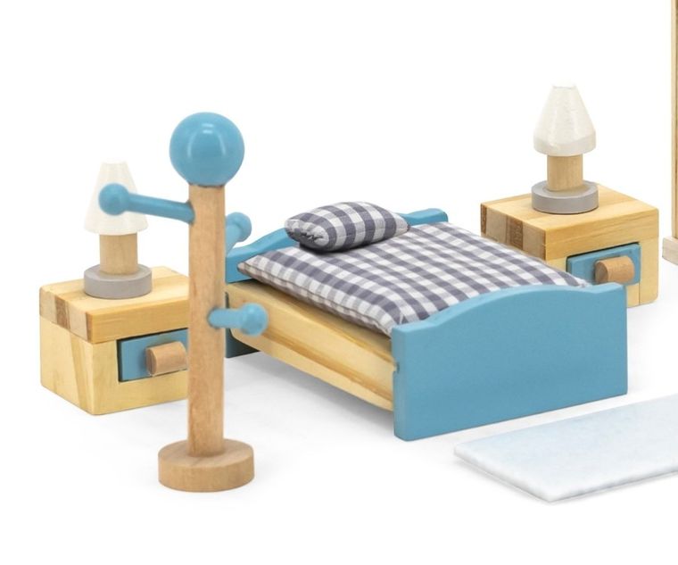 Viga, PolarB, zestaw mebelków do domku dla lalek, sypialnia