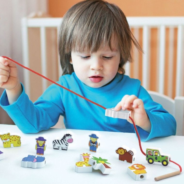 Viga Toys, Życie na farmie, klocki do nawlekania, 12 elementów