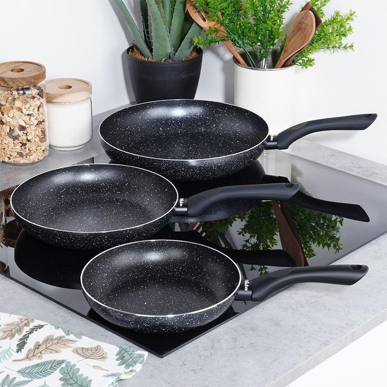 Vilde, Black Line, zestaw patelni granitowy, 20/24/28 cm, 3 szt.