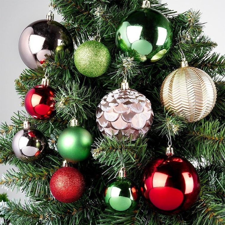Vilde, bombki choinkowe, nietłukące, czerwone, różowe, złote, zielone, 8 cm, 5 cm, 68 szt.