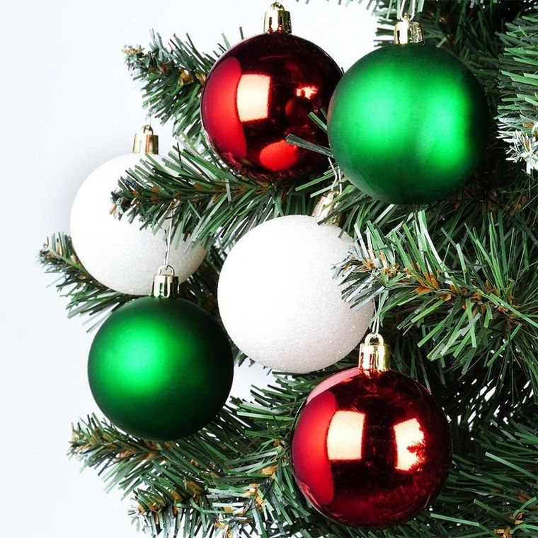 Vilde, bombki choinkowe nietłukące, czerwone, zielone, białe, 6 cm, 12 szt.