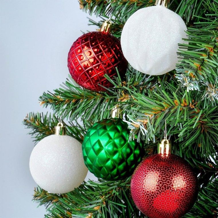 Vilde, bombki choinkowe nietłukące, czerwone, zielone, białe, 6 cm, 35 szt.