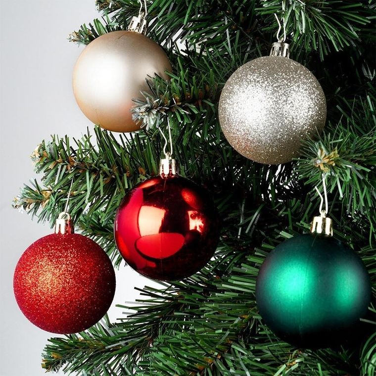 Vilde, bombki choinkowe, nietłukące, czerwone, zielone, szampańskie, 6 cm, 50 szt.