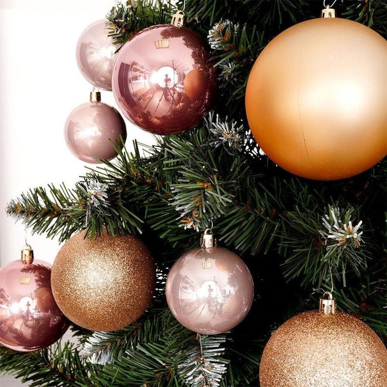 Vilde, bombki choinkowe nietłukące, różowe złote, 26 szt., 6-10 cm