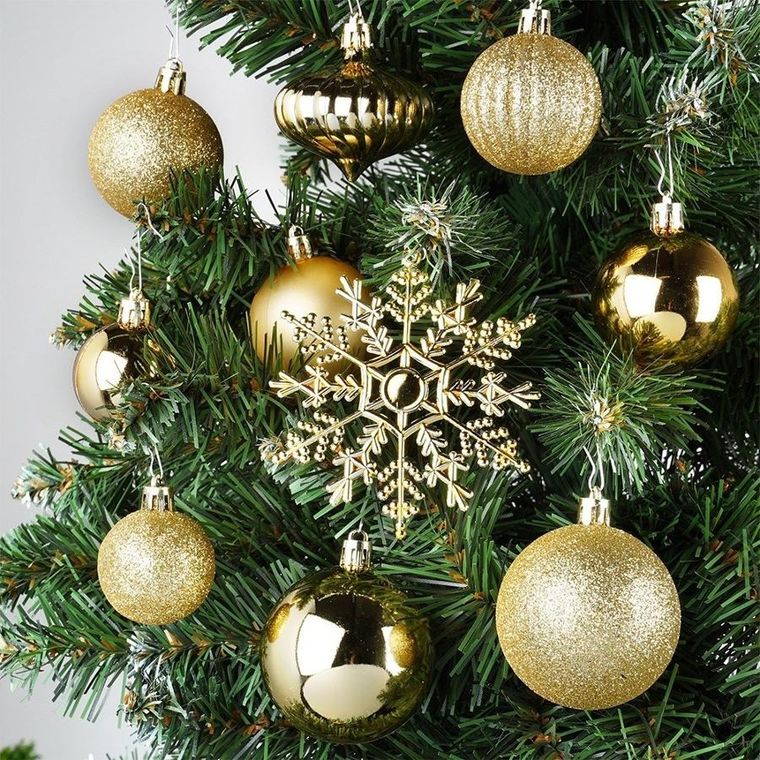 Vilde, bombki choinkowe, nietłukące, złote, 4 cm, 5 cm, 6 cm, 10 cm, 40 szt.