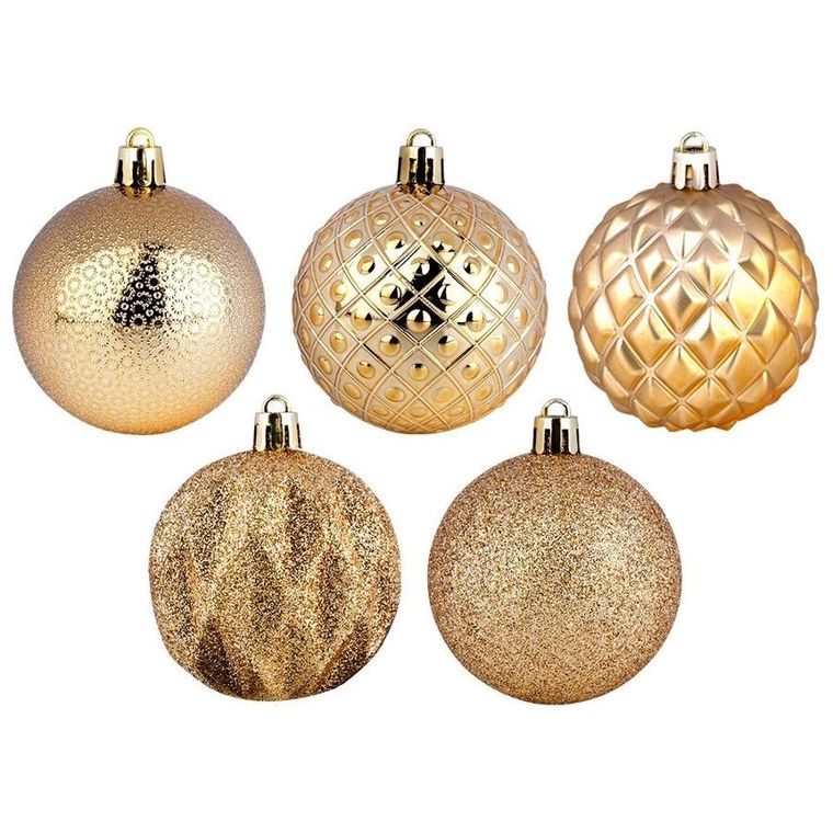 Vilde, bombki choinkowe nietłukące, złote, 6 cm, 35 szt.