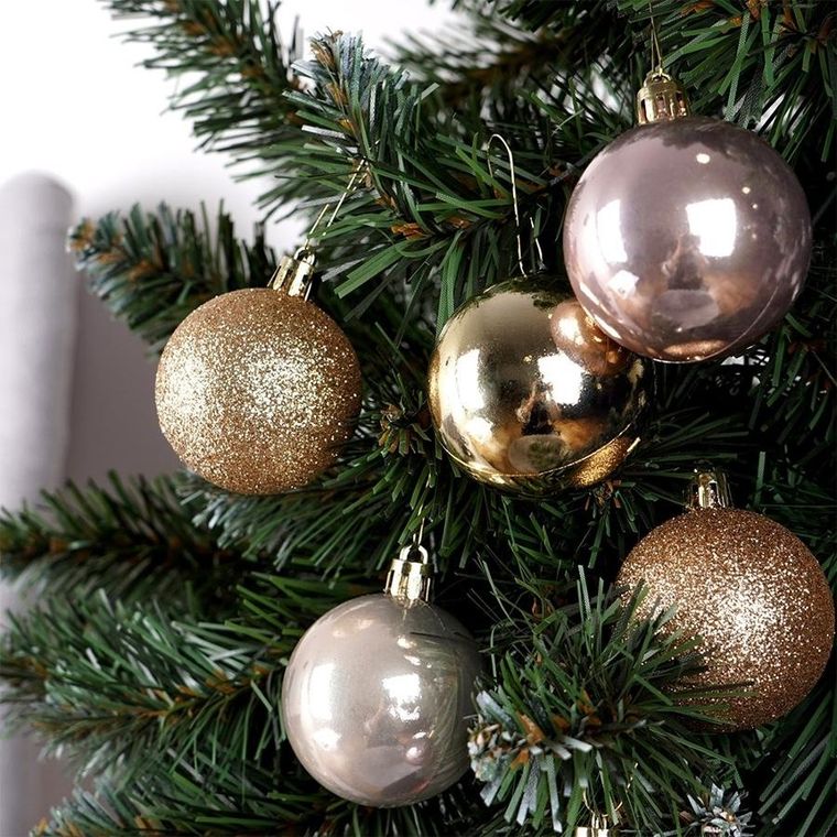 Vilde, bombki choinkowe, różowe złote nietłukące, 5 cm, 12 szt.