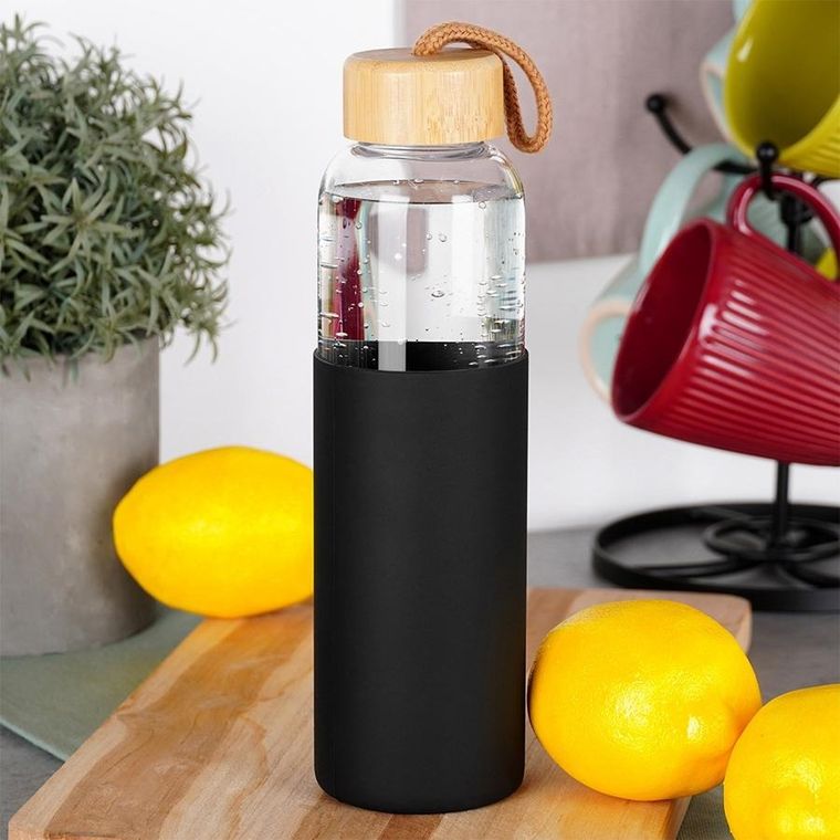 Vilde, butelka na wodę szklana z silikonowym pokrowcem, 500 ml