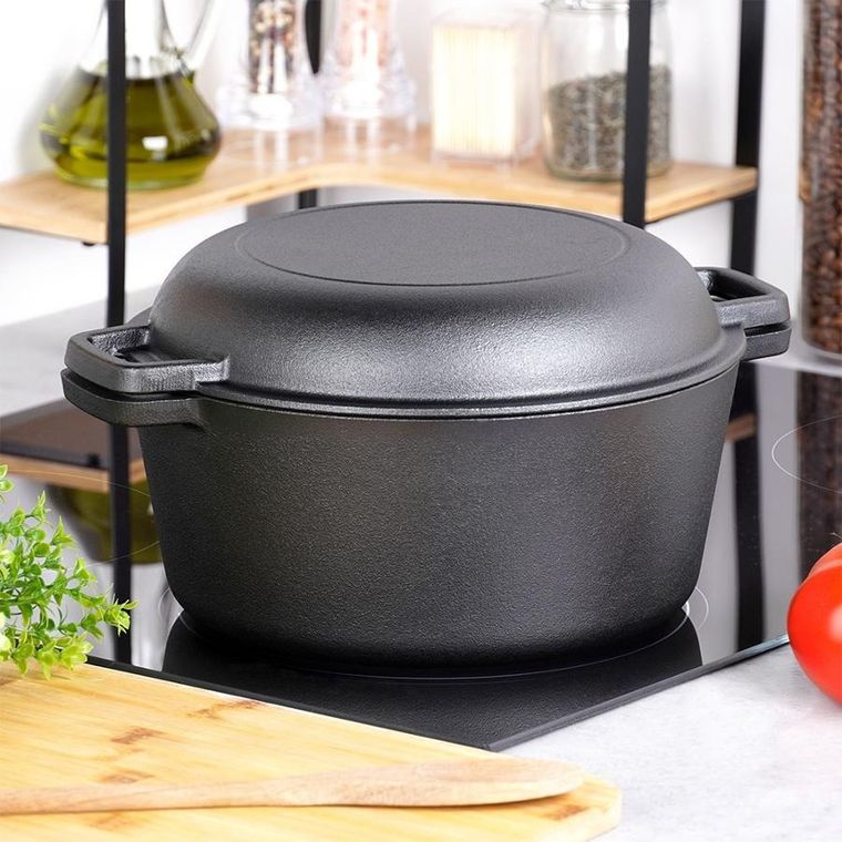 Vilde, Cast Line, garnek z pokrywką, żeliwny, 2w1, 4,5l, 1,6 l