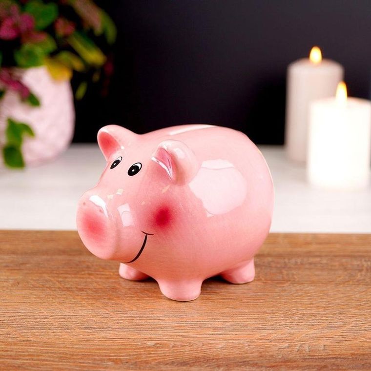 Vilde, ceramiczna skarbonka otwierana, świnka różowa, 12 cm